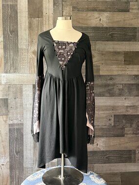 Black witch dress large Halloween costume skeleton skull lace whimsigoth witchy
